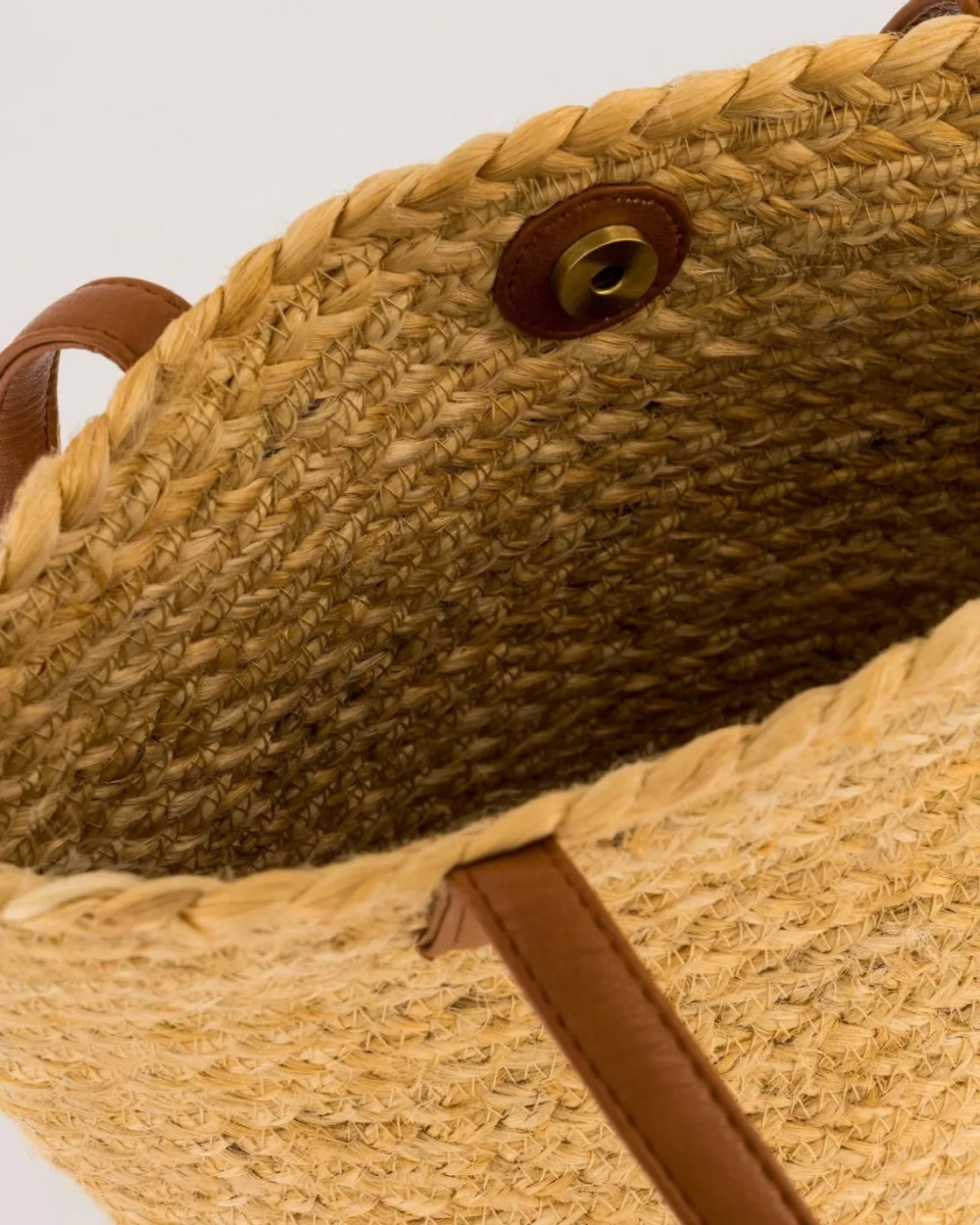 Women Old Khaki Bags & Purses>Caitlyn Pu Strap Jute Basket