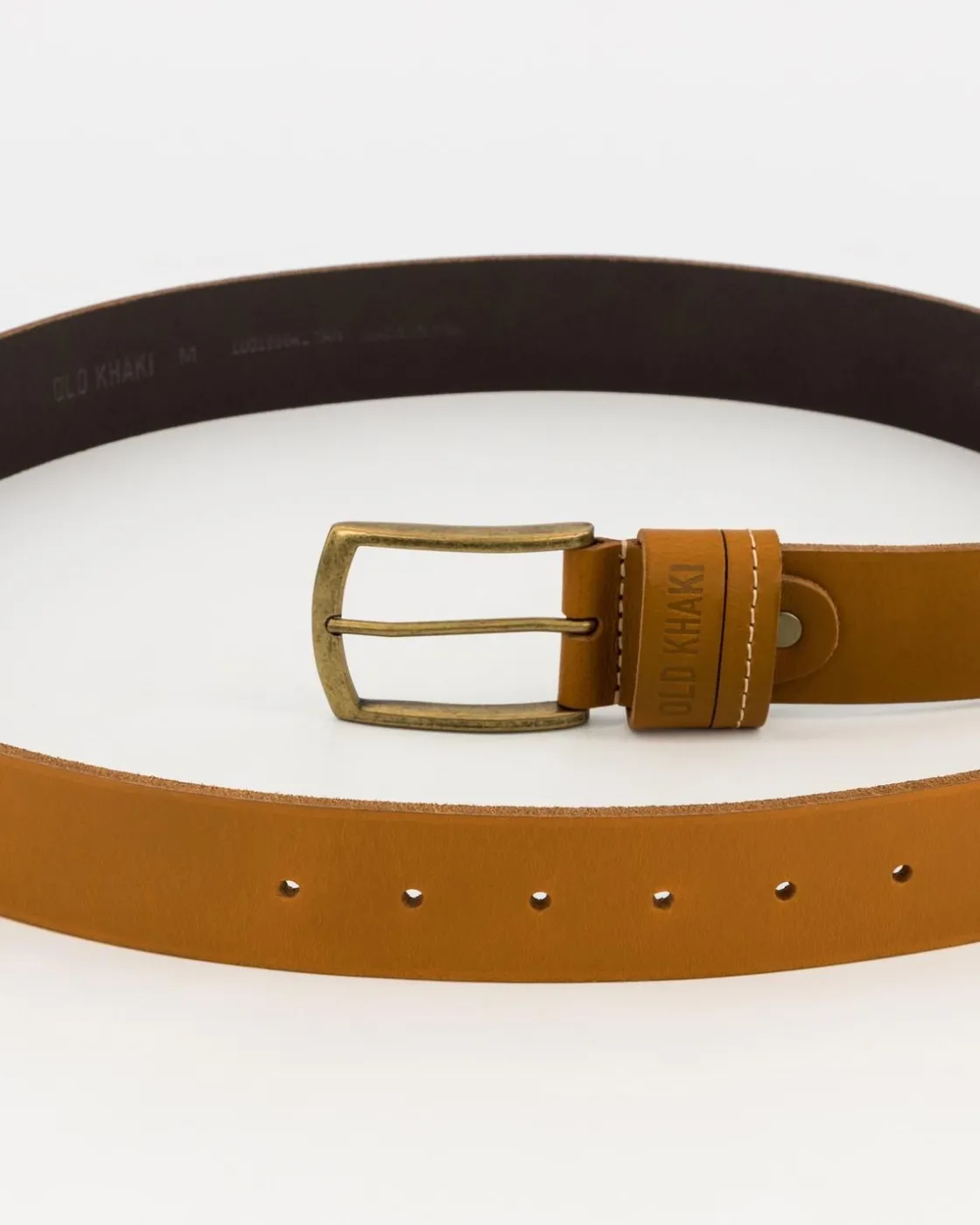 Men Old Khaki Belts>Cyprus Stud And Loop Detail Leather Belt