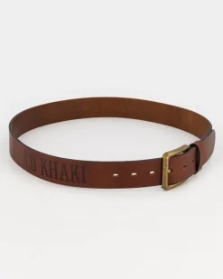 Men Old Khaki Belts>Echo Logo Branded Leather Belt