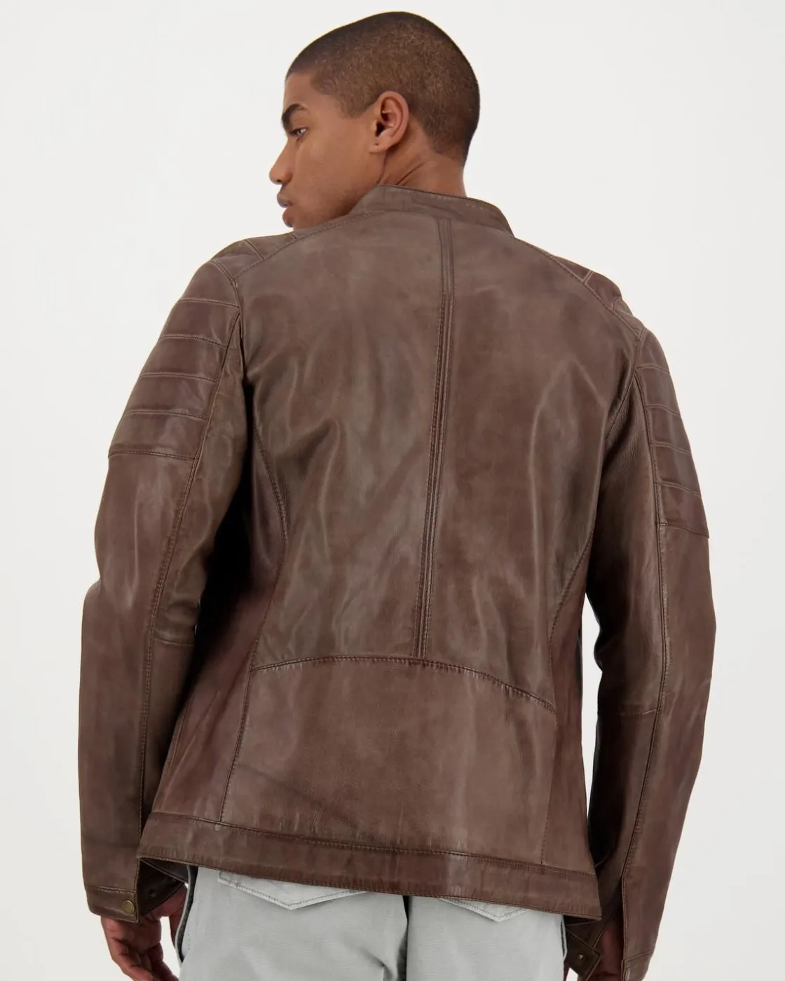 Men Old Khaki Jackets>Men'S Cam Leather Jacket