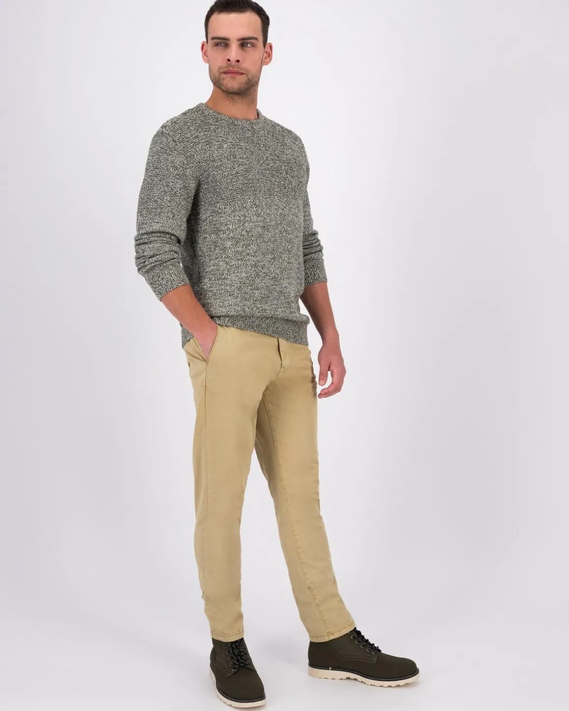 Men Old Khaki Knitwear>Men'S Crayson Textured Crew Neck Knit