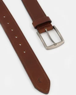 Men Old Khaki Belts>Men'S Grady Topstitch Rolled Edge Leather Belt