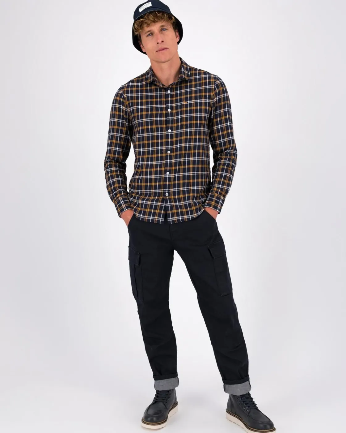 Men Old Khaki Shirts>Men'S Kaz Check Slim Fit Shirt