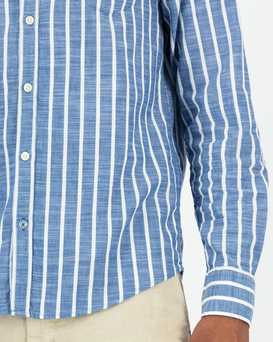 Men Old Khaki Shirts>Men'S Matt Wide Slub Stripe Shirt
