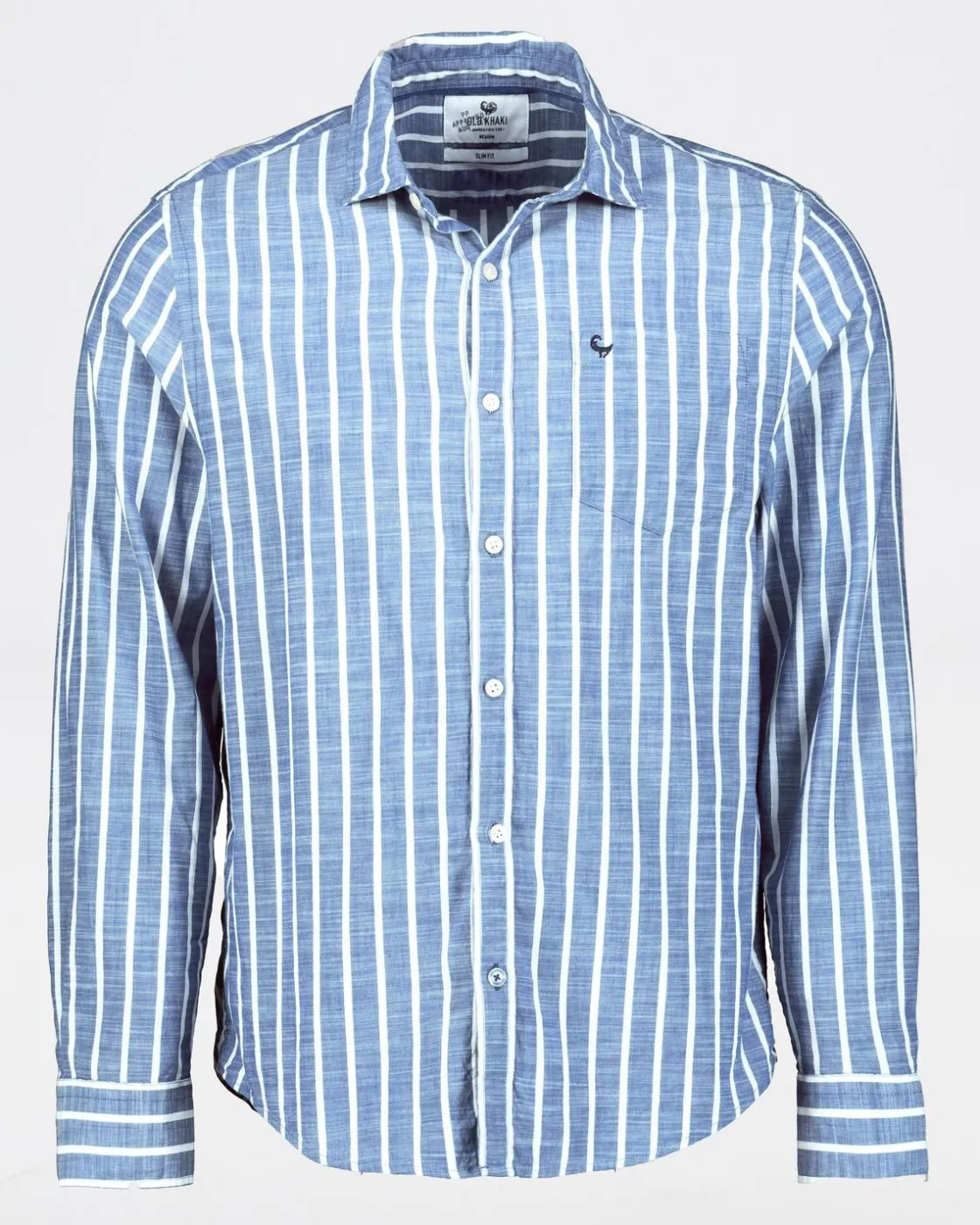 Men Old Khaki Shirts>Men'S Matt Wide Slub Stripe Shirt