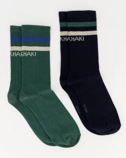Men Old Khaki Socks & Underwear>Men'S 2-Pack Finch Ribbed Striped Socks