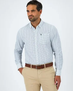 Men Old Khaki Shirts>Men'S Yusha Distressed Micro Check Shirt