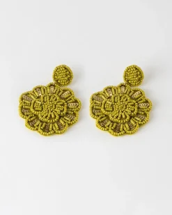 Women Old Khaki Jewellery>Women'S Beaded Flower Drop Earrings
