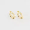 Women Old Khaki Jewellery>Women'S Chunky Stone Embedded Hoop Earrings
