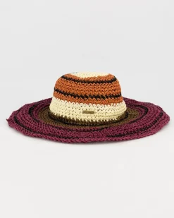 Women Old Khaki Beanies, Hats & Caps>Women'S Danel Striped Straw Wide Brim Hat