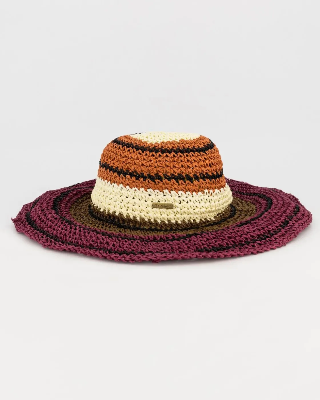 Women Old Khaki Beanies, Hats & Caps>Women'S Danel Striped Straw Wide Brim Hat