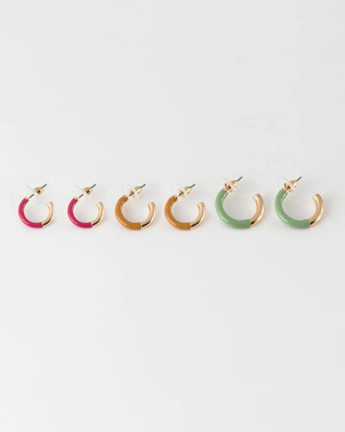 Women Old Khaki Jewellery>Women'S Enamel Hoop Earrings 3-Pack