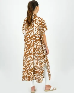 Women Old Khaki Scarves & Kimonos>Women'S Hattie Abstract Leaf Print Kimono