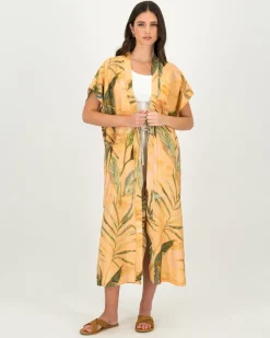 Women Old Khaki Scarves & Kimonos>Women'S Hattie Tropical Leaf Printed Kimono