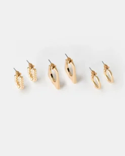 Women Old Khaki Jewellery>Women'S Hoop Earrings 3-Pack