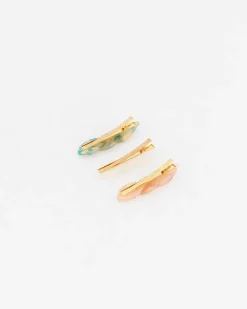 Women Old Khaki Hair Accessories>Women'S Leaf Mother Of Pearl Clips (3-Pack)