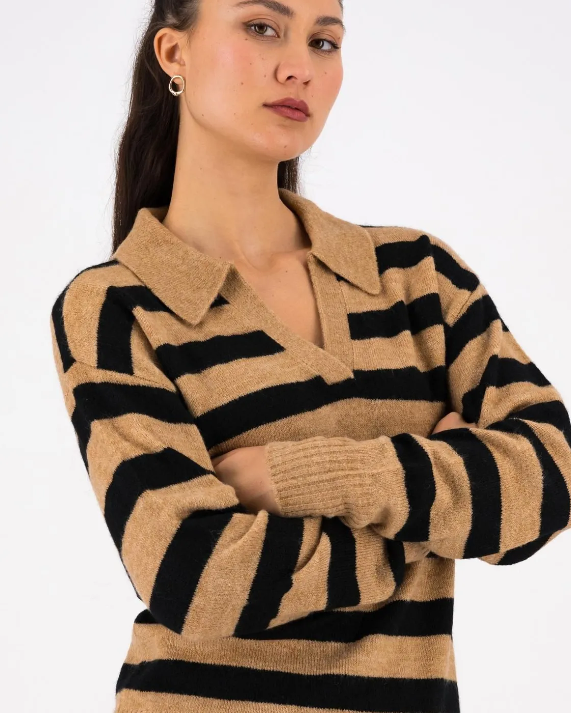 Women Old Khaki Knitwear & Sweats>Women'S Phoebe Striped Golfer