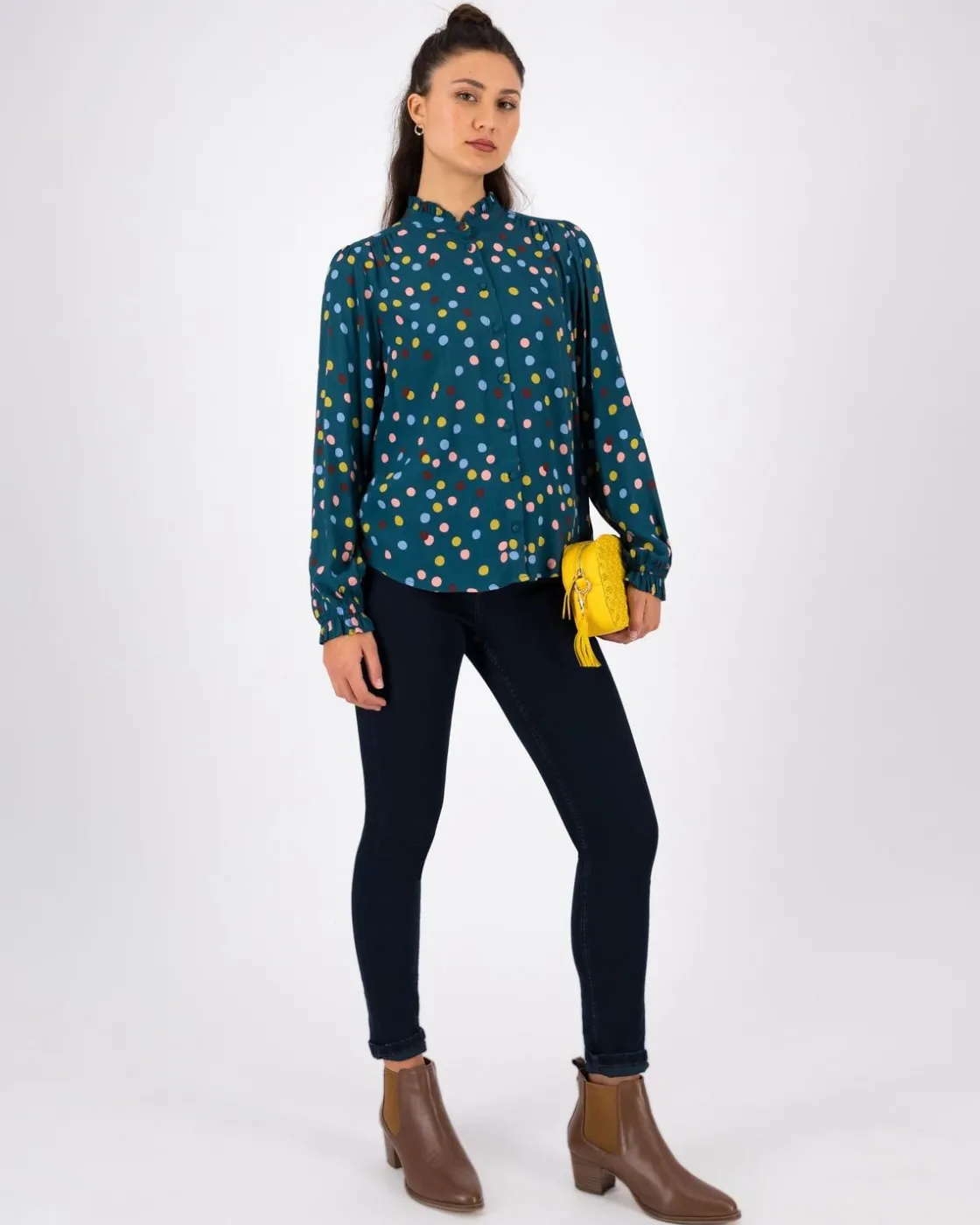Women Old Khaki Shirts & Blouses>Women'S Polly Polka Dot Blouse