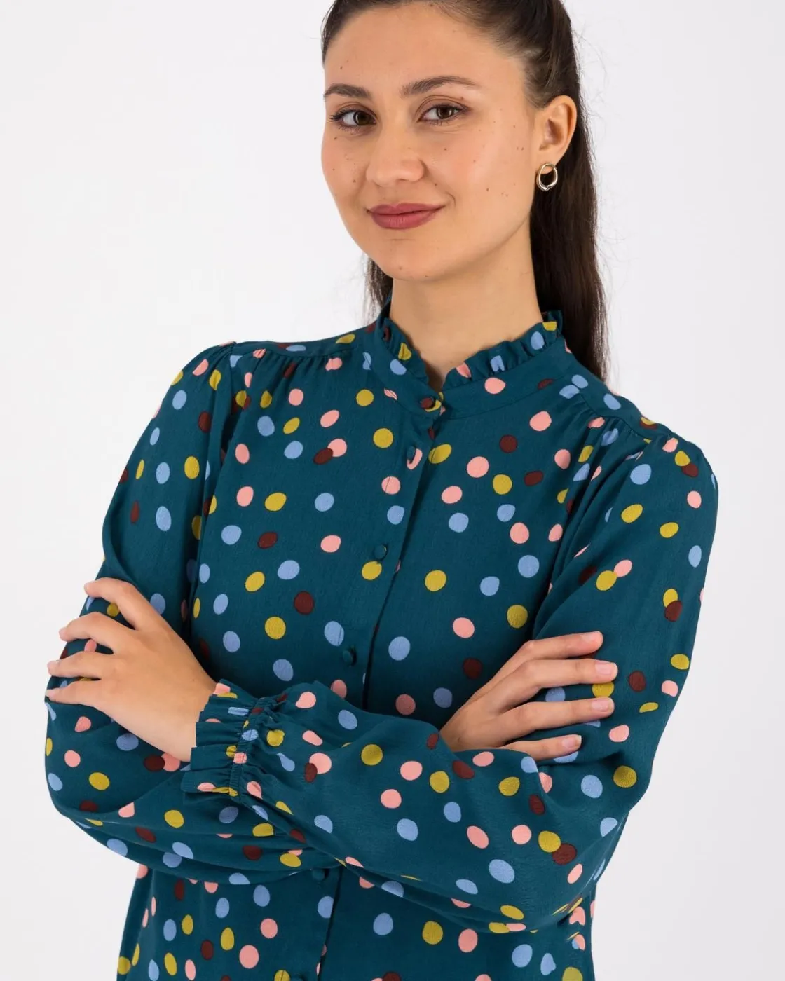 Women Old Khaki Shirts & Blouses>Women'S Polly Polka Dot Blouse