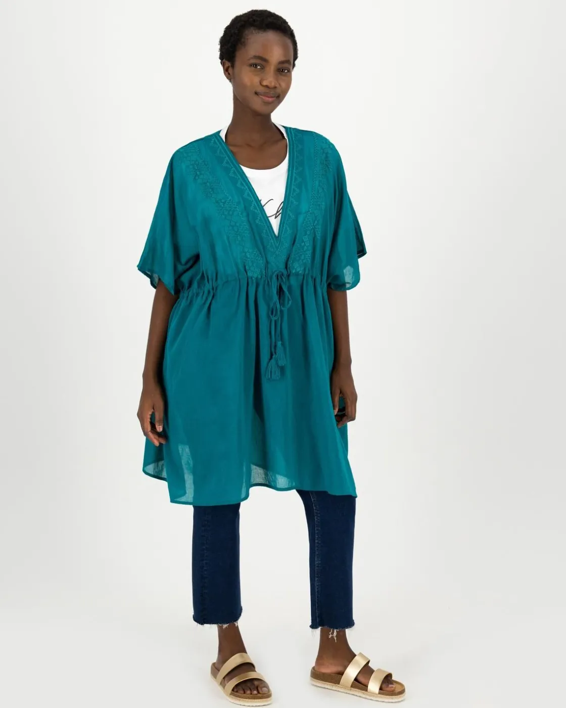 Women Old Khaki Scarves & Kimonos>Women'S Shani Embroidered Kimono