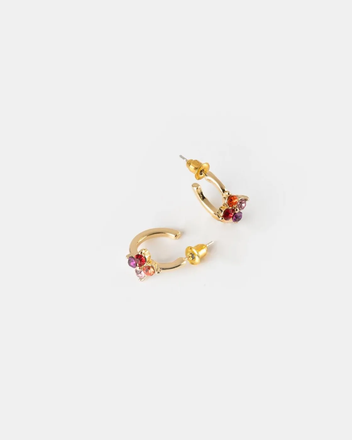 Women Old Khaki Jewellery>Women'S Stone Flower Hoop Earrings