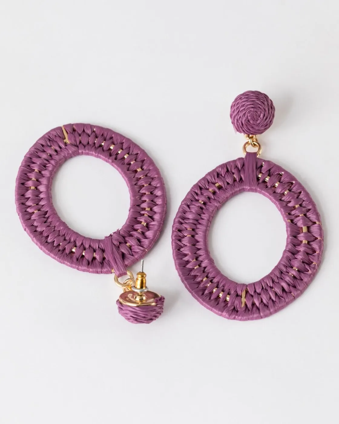Women Old Khaki Jewellery>Women'S Straw Double Oval Drop Earrings