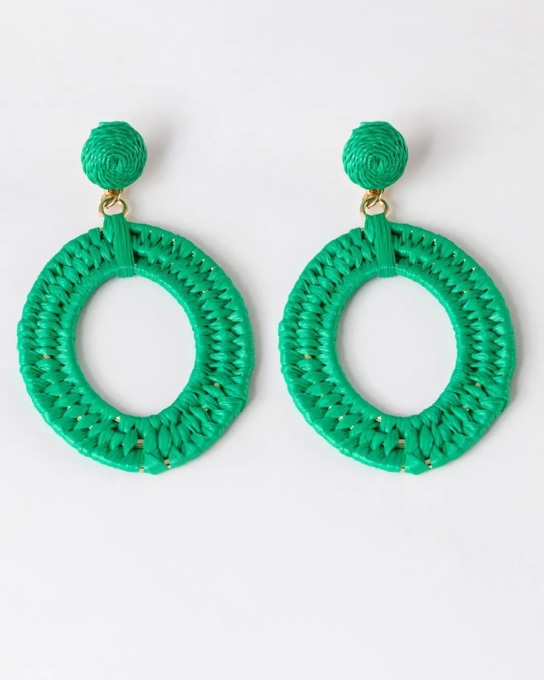Women Old Khaki Jewellery>Women'S Straw Double Oval Drop Earrings