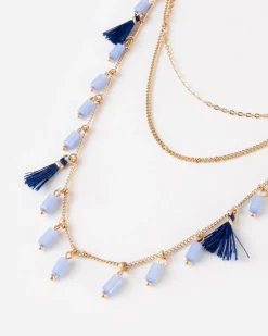 Women Old Khaki Jewellery>Women'S Tassel & Bead Multichain Necklace