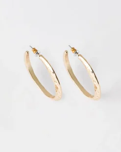 Women Old Khaki Jewellery>Women'S Textured Hoop Earrings