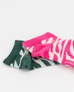 Women Old Khaki Socks>Women'S Zebra Stripe Print Anklet Socks 2-Pack